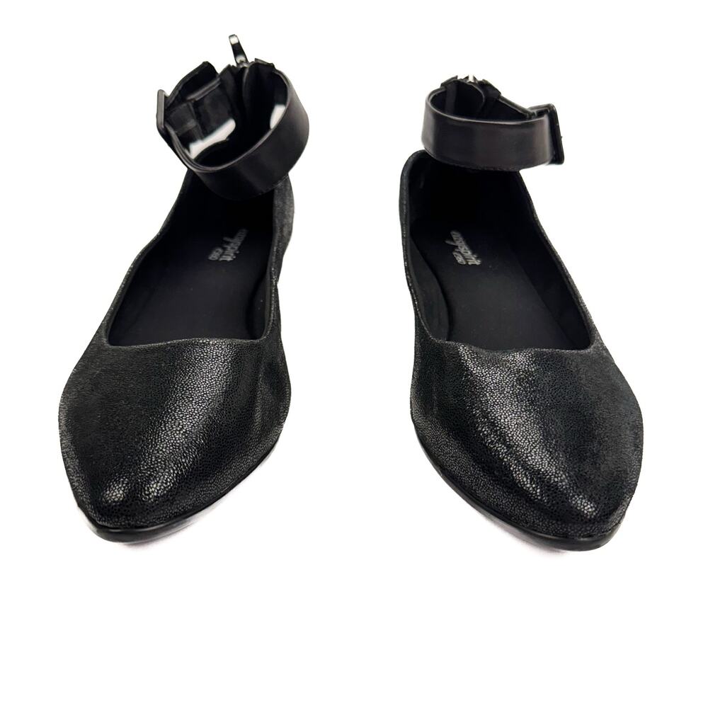 easyspirit e360 Glossy Leather Stretch Pointed Toe Zip Wedge Low Heel 8.5 Wide - Picture 3 of 13